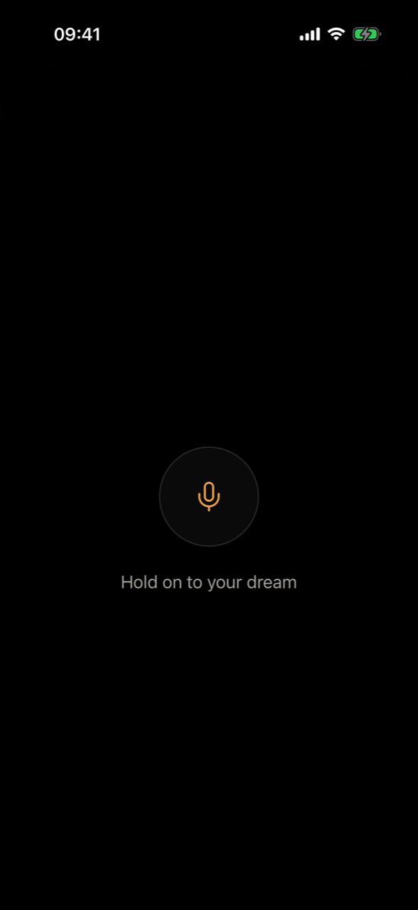 Nightwards recording screen with the prompt “Hold on to your dream.”